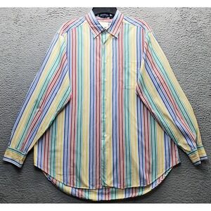 Vtg Kaps Shirt Mens Large Multi Striped Long Sleeve Button Down USA Tailored